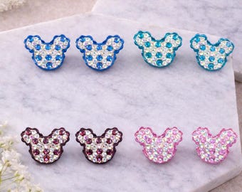 AB Crystal Mini Mickey-oorknopjes | Aangepaste kleur schittering