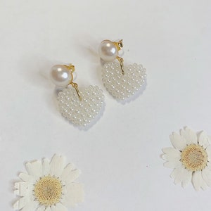 Pearly Heart Earrings