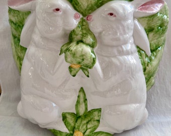 Large Bunny & Leaf Planter ~ Made in Italy