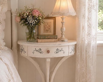 Vintage Demilune Table with Drawer Space