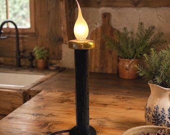 Vintage Wooden Weaving Bobbin Accent Lamp
