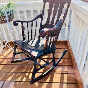 Vintage Leather Rocking Chair - Etsy