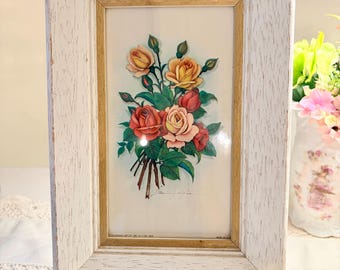 Framed 1959 Rose Bouquet Lithograph Print