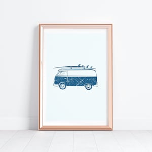 Retro Surf Board Art, Surf Print for Nursery, Surf Van Print, Surfer Baby Room, Retro Surf Nursery, Surfboard decor Toddler, Baby Nursery
