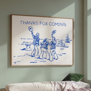 Thanks For Coming Print Sailor, Vintage Sailor Poster, Trendy Living Room Decor Cute Quote Art Aesthetic Horizontal Print Digital Download