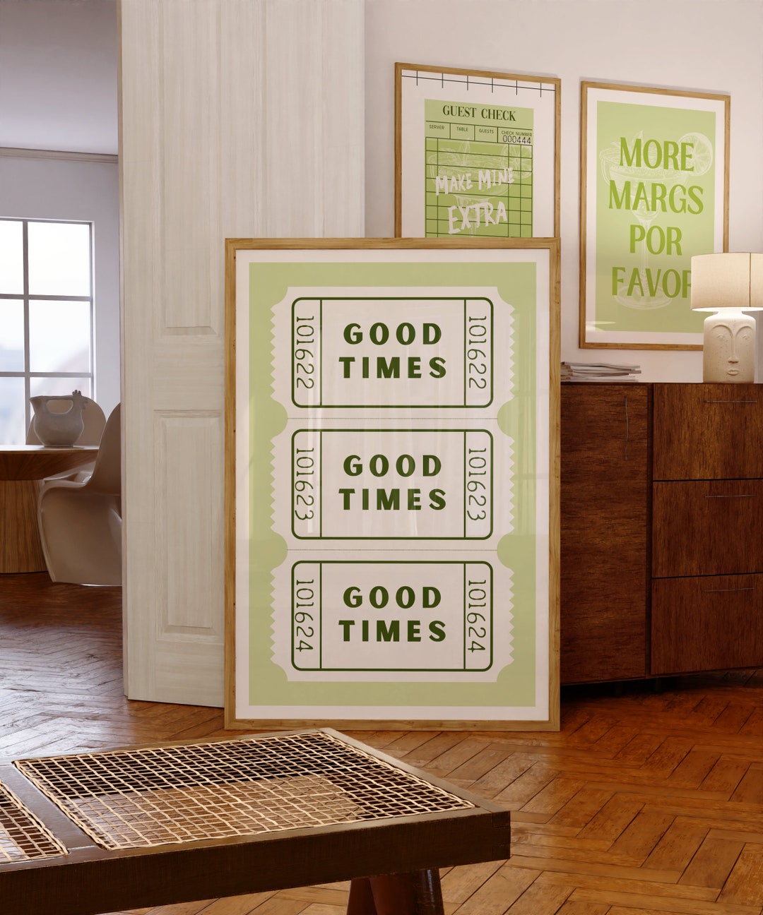 Good Times Ticket Green Wall Art, Good Times Ticket Print, Good Times
