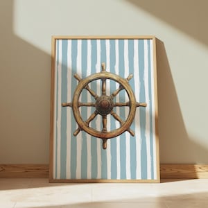 Boy Nursery Ship Wheel Ship Wheel Wall Art, Fisherman Aesthetic Poster, Digital Wall Art  Print, Nautical Ship Wheel Art fishermancore