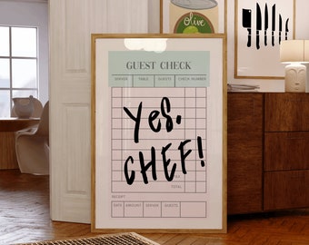 The Bear Print | Yes Chef Print | Yes Chef Poster | Trendy Guest Check Print | The Bear Poster | Chef Guest Check | Trendy Kitchen Wall Art