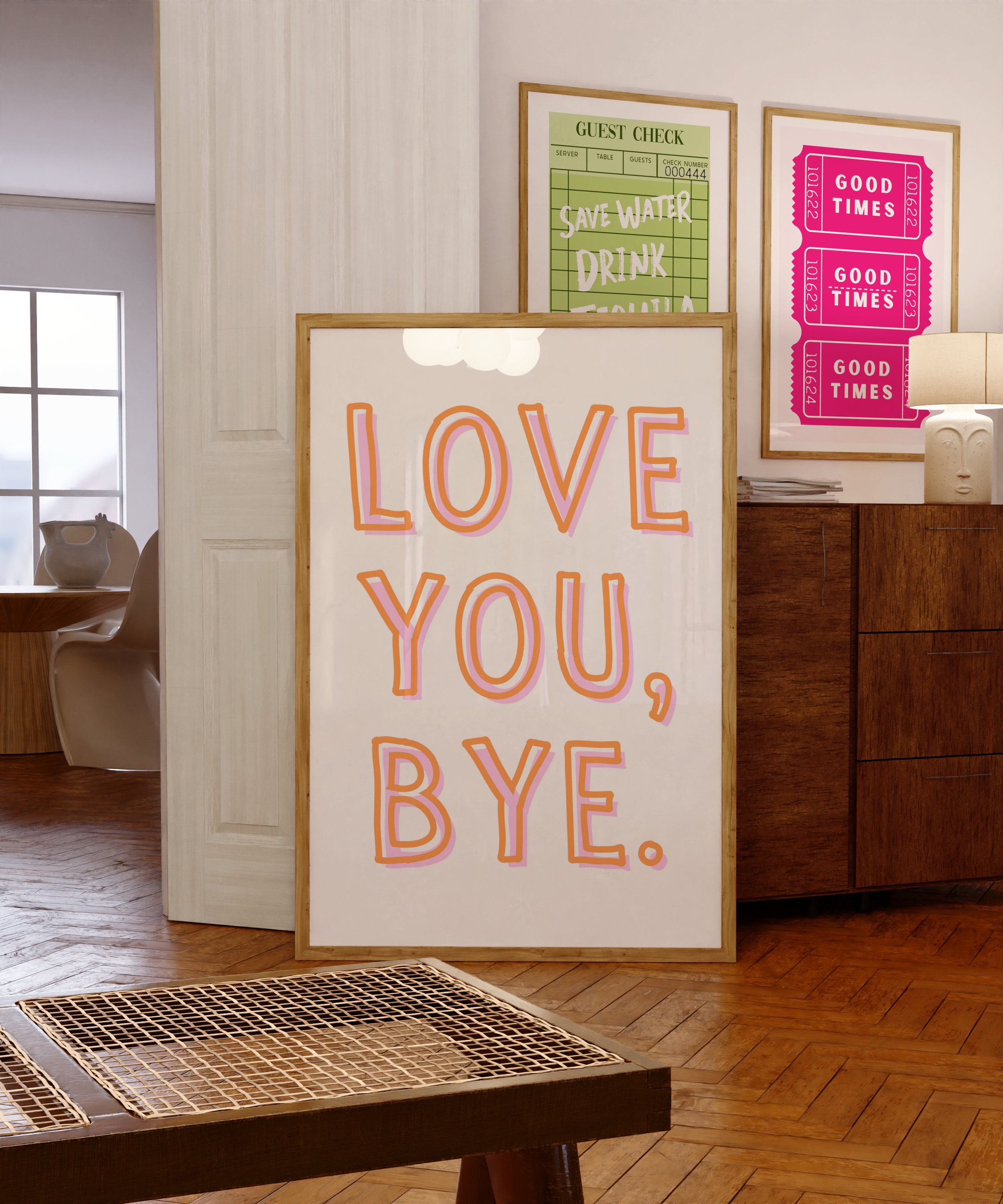 Love You Bye Sign, Housewarming Gift, Goodbye Sign, New Home Gift, Hallway Wall Art, Love You Bye Print, Digital Download, Entryway Wall Art