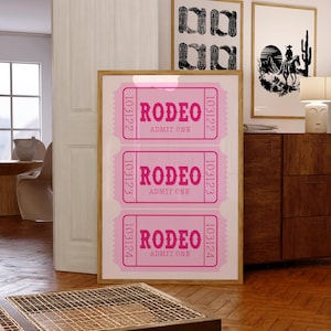 Rodeo Ticket Print, Rodeo Picture Poster, Admit One Wall Art, Rodeo Poster Download, Ticket Print Out, Ticket Stub Wall Print, Light Pink