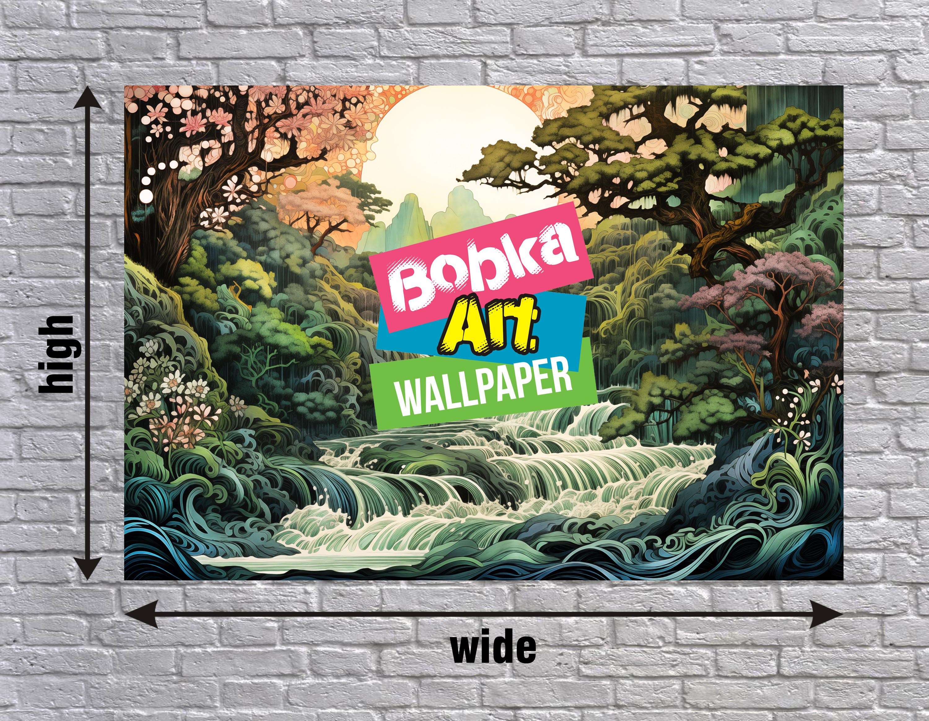 Japanese Waterfall Wallpaper Mural: Asian Landscape Wall Art - Etsy