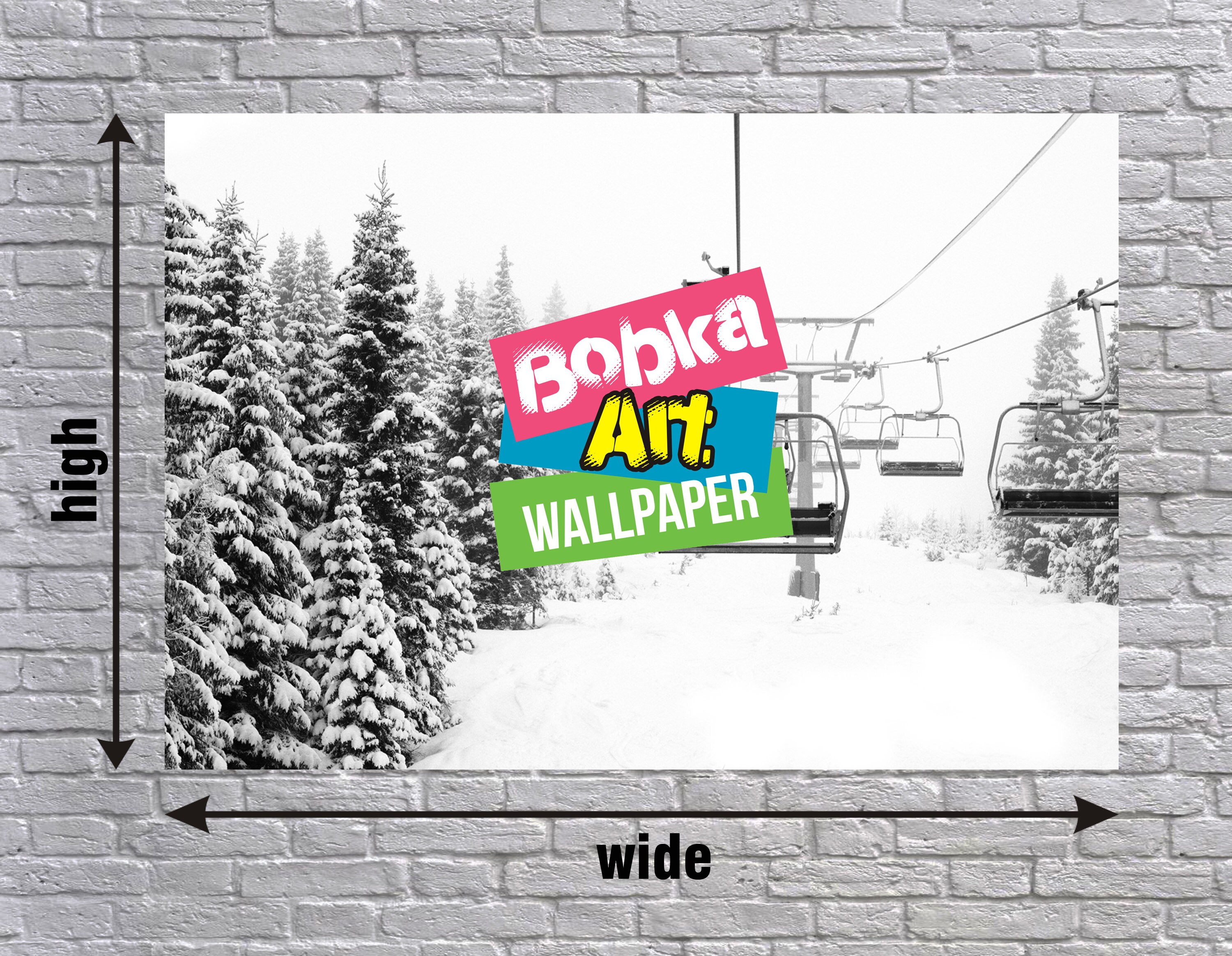 Ski Lift Wallpaper Snow Mountain Wall Art Winter Sports - Etsy