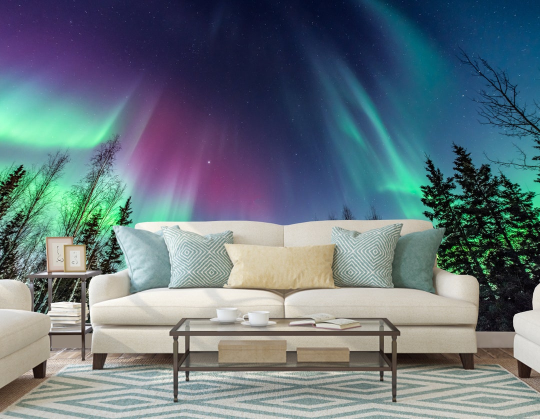 Northern Lights Wallpaper, Northern Lights Wall Mural, Aurora Borealis