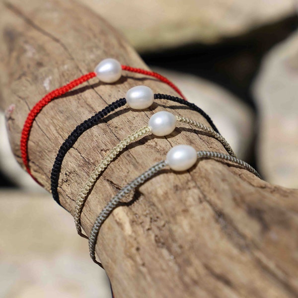 Braided freshwater pearl sliding bracelet