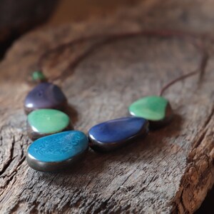 Sliding collar vegetal ivory blue/Tagua