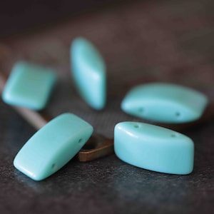 Perline portanti vetro ceco blu rettangolo piatto 2 fori 17x9mm/set di 4 perline/disponibile in 4 colori