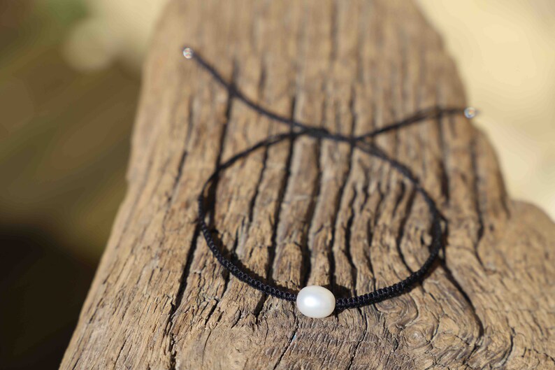 Pulsera deslizante de perlas de agua dulce trenzadas imagen 8