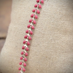 Chaîne épis laiton émaillé rose foncé sur argenté/chevron/20-50 cm/6 mm
