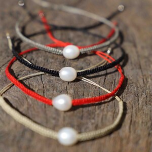 Pulsera deslizante de perlas de agua dulce trenzadas imagen 3