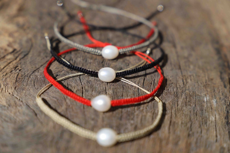 Pulsera deslizante de perlas de agua dulce trenzadas imagen 3