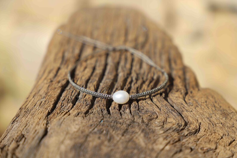 Pulsera deslizante de perlas de agua dulce trenzadas imagen 5