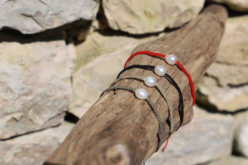 Pulsera deslizante de perlas de agua dulce trenzadas imagen 2