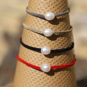 Pulsera deslizante de perlas de agua dulce trenzadas imagen 6