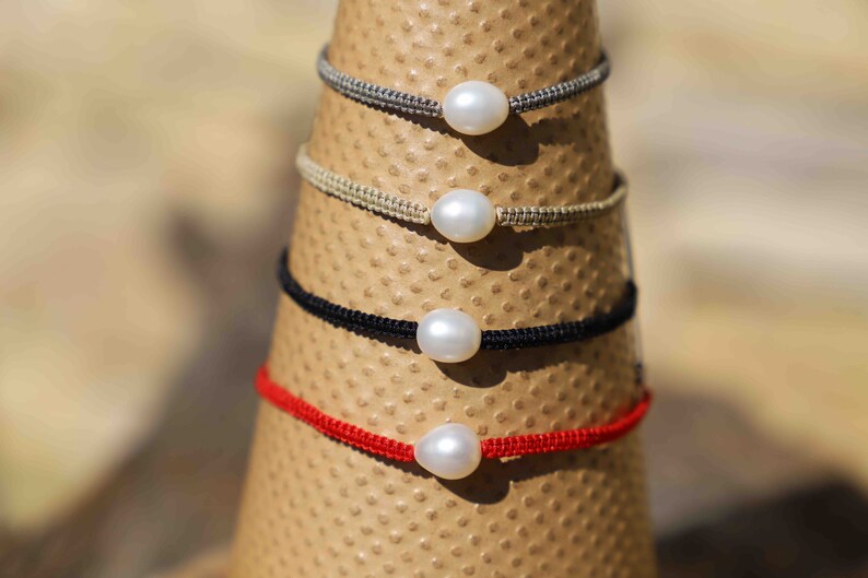 Pulsera deslizante de perlas de agua dulce trenzadas imagen 6