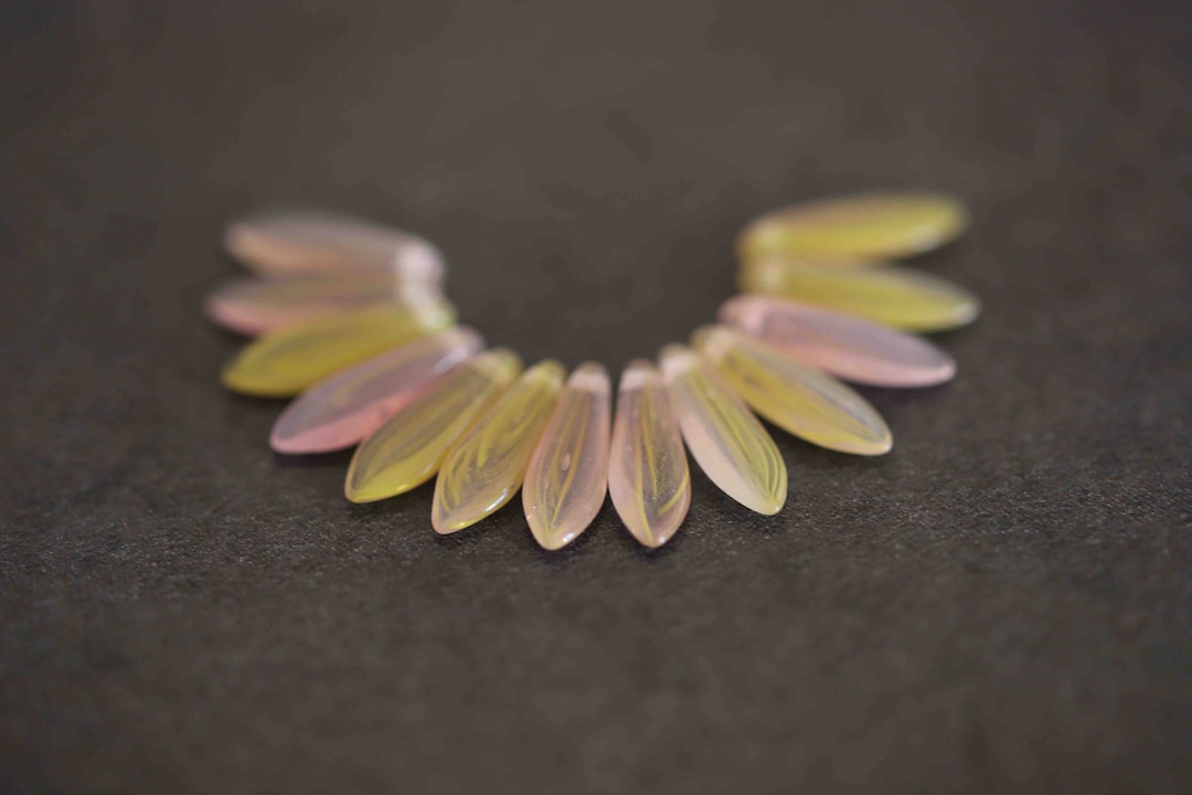 Translucent Pink and Green Czech Glass Dagger Beads 16x5x3mm-5pcs - Etsy