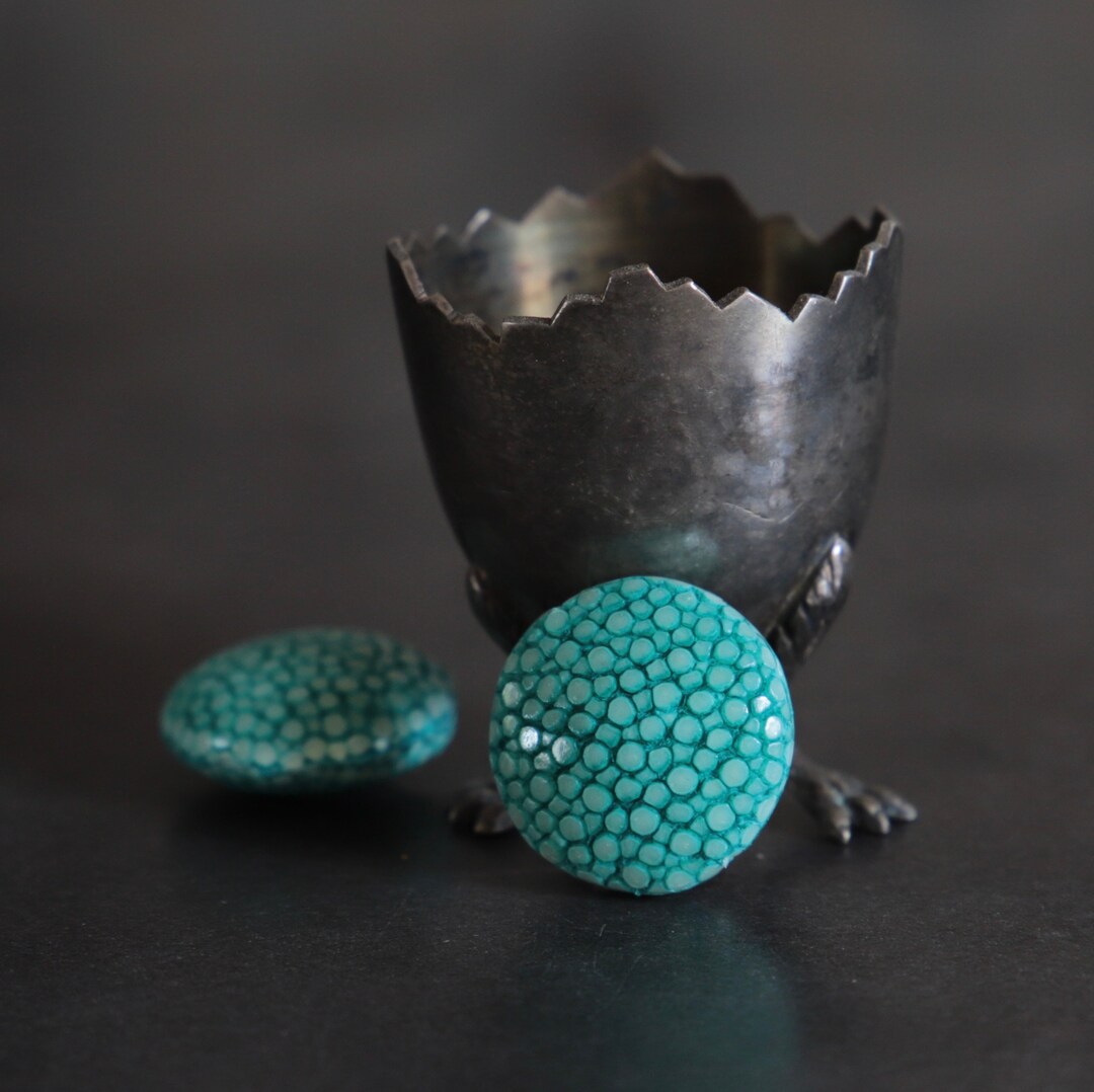 Turquoise Galuchat Leather Bead/ray Leather/diameters 17-25 Mm - Etsy