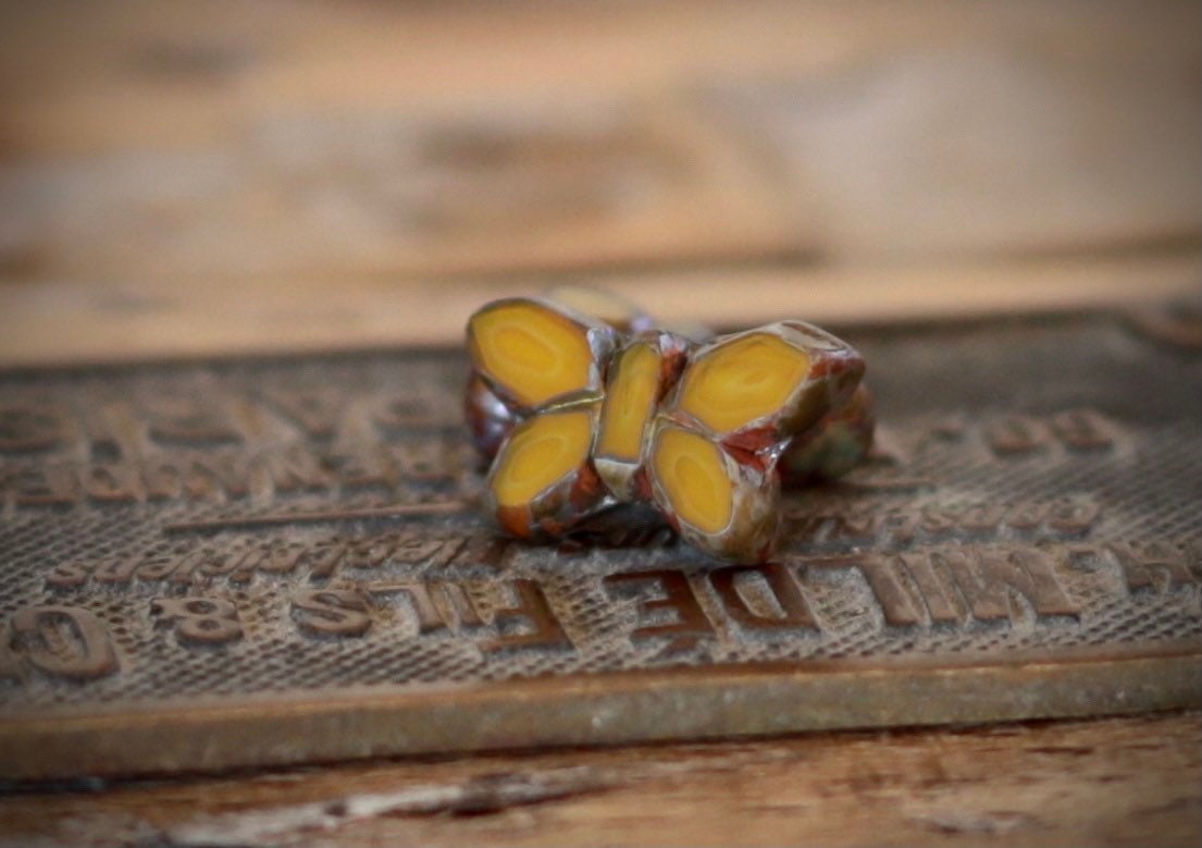 14x20mm Yellow Glass Butterfly Beads-0683-65