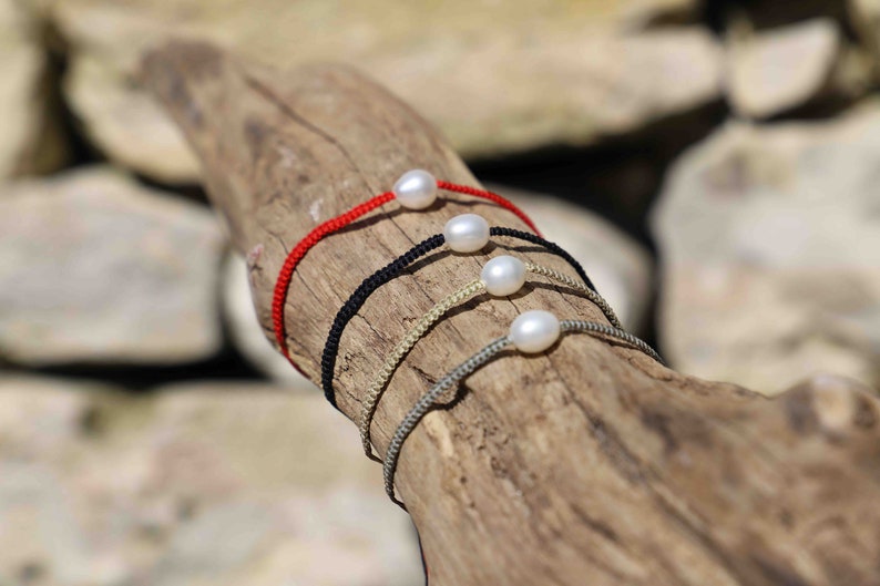 Pulsera deslizante de perlas de agua dulce trenzadas imagen 1