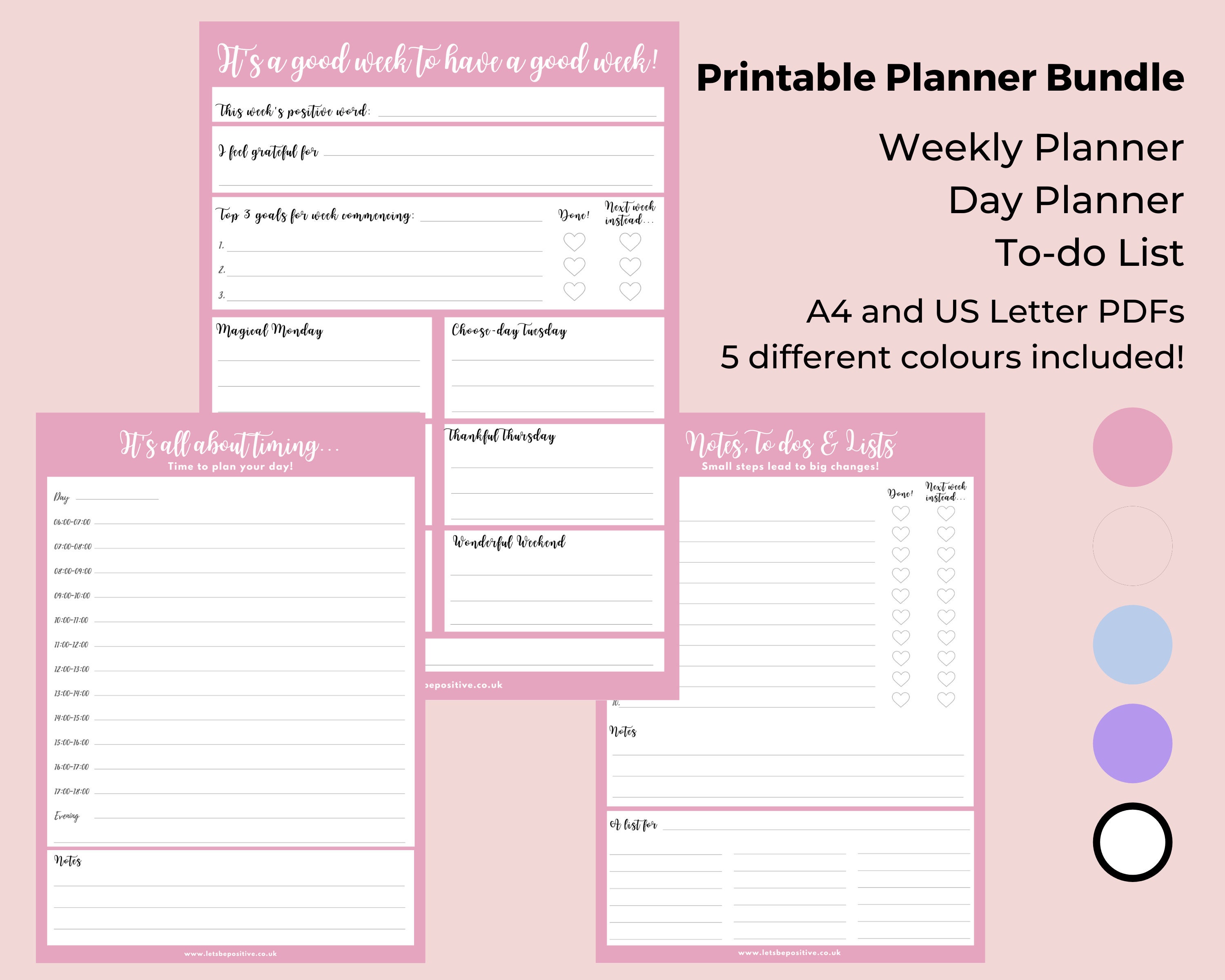 printable weekly planner daily planners hourly planners etsy