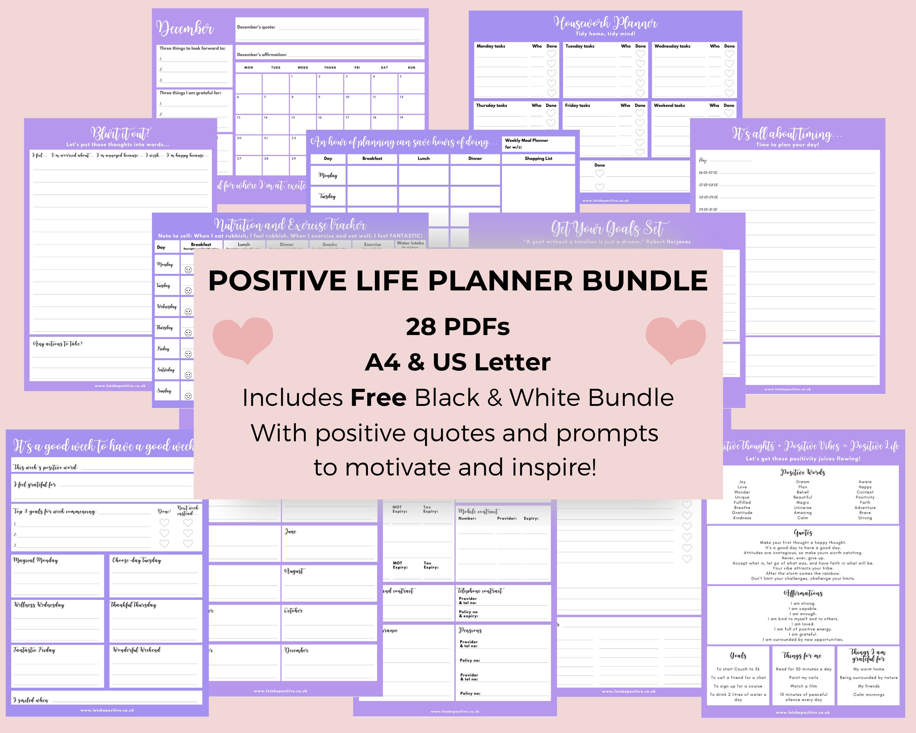 Positive Planner Bundle Printable Planners Daily Weekly | Etsy