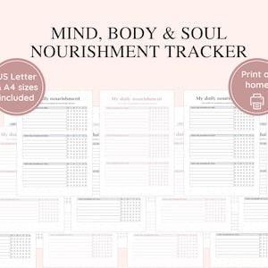 Planificador diario semanal de cuidado personal, descarga imprimible, plan de día y semana, seguimiento de nutrición de mente, cuerpo, alma, amor propio, descarga en tamaño carta de EE. UU.