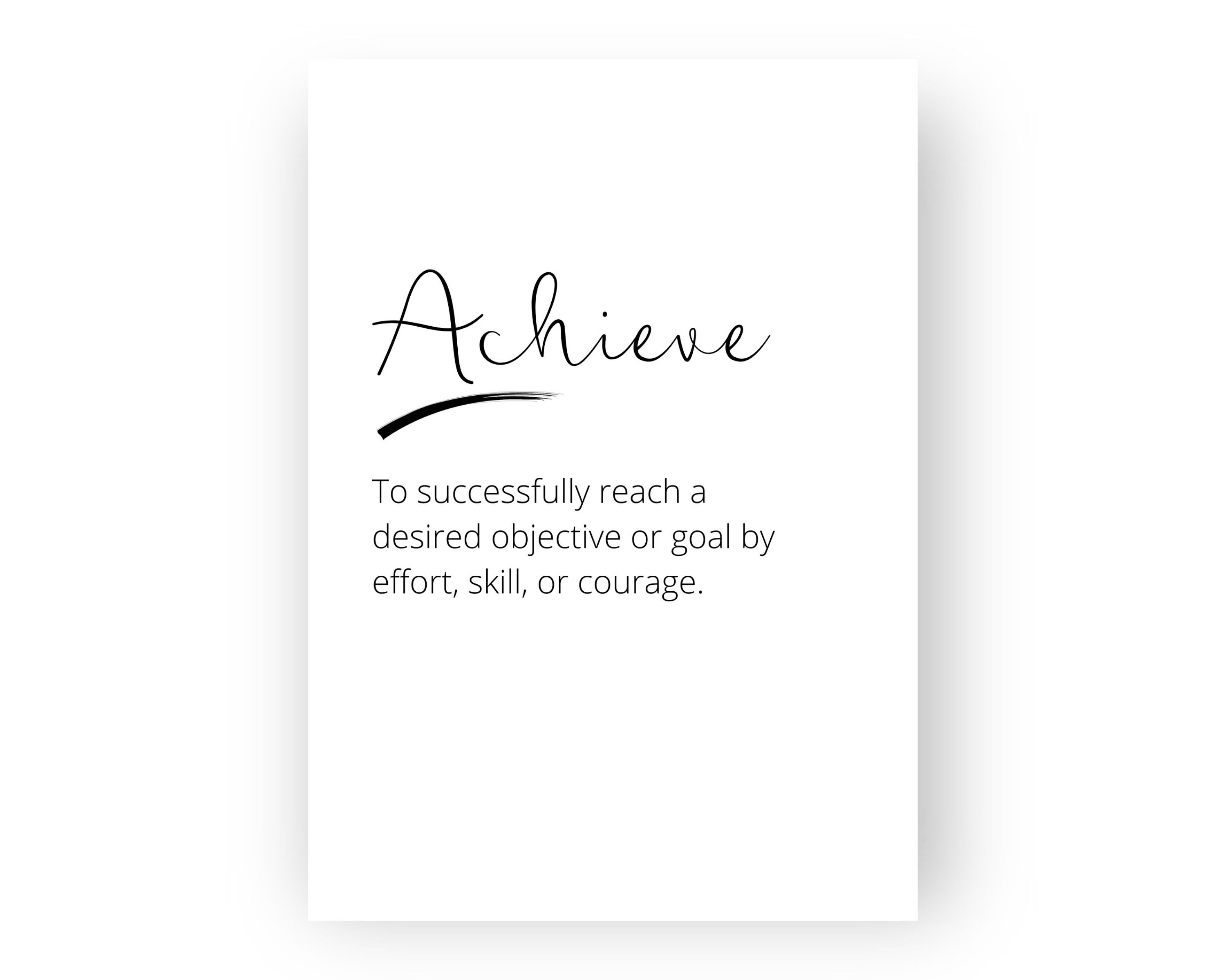 Achieve Definition Print Business Quote Positive Quotes Wall Etsy
