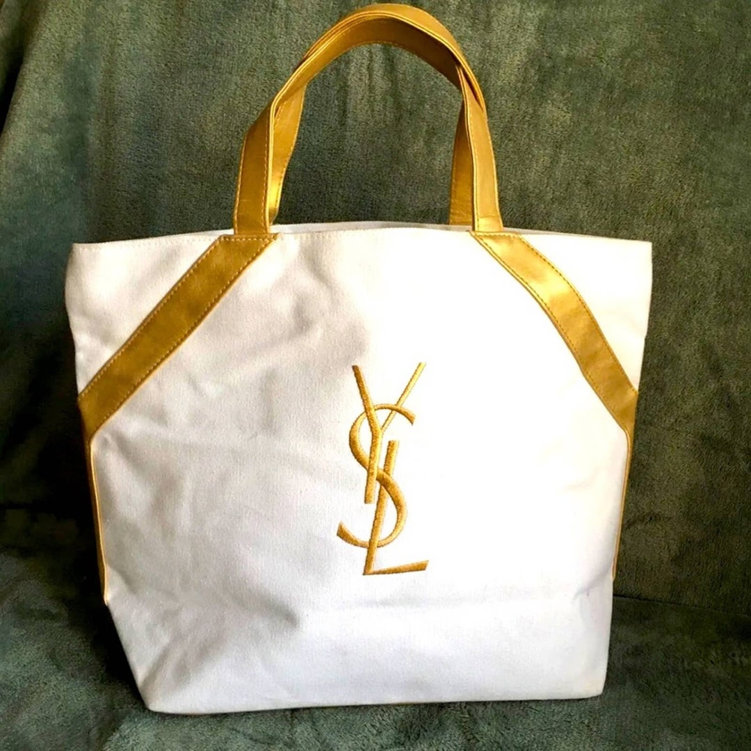 Vintage Yves Saint Laurent White Gold Bag Etsy