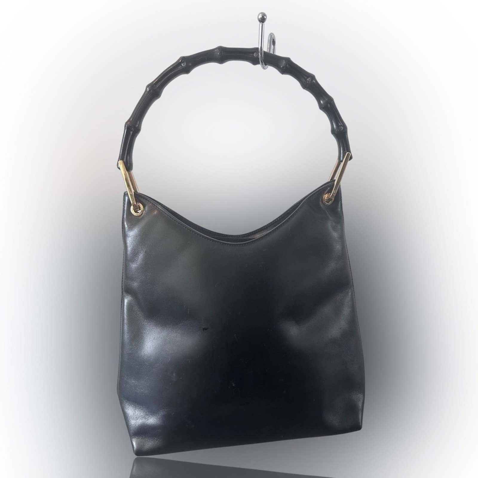 Gucci Vintage Black Leather Stirrup Hobo Bag Handbag – OPA Vintage