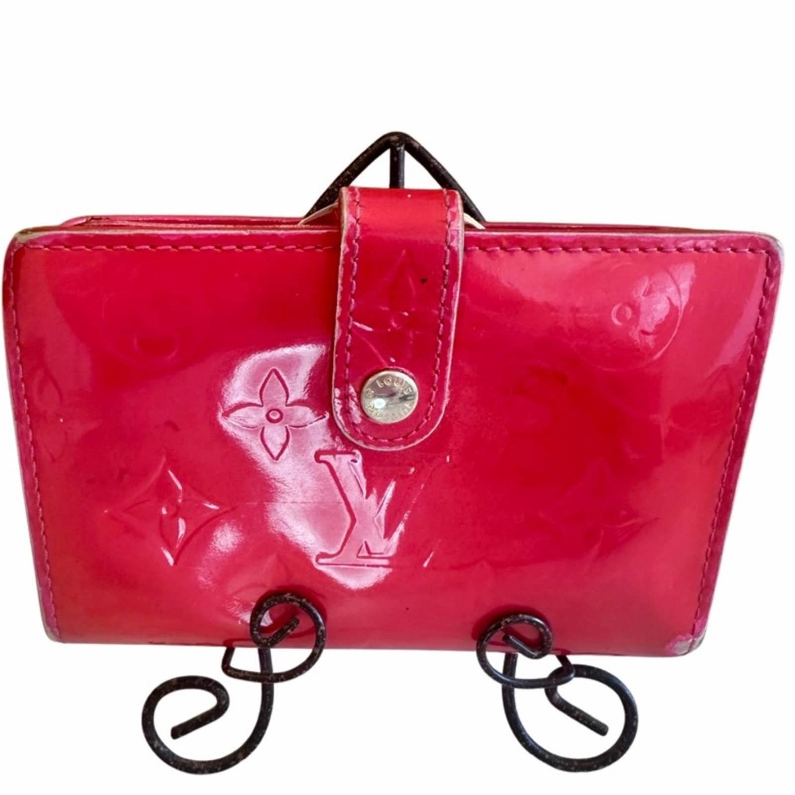 Louis Vuitton Vernis Red Pink Wallet Used (6206)