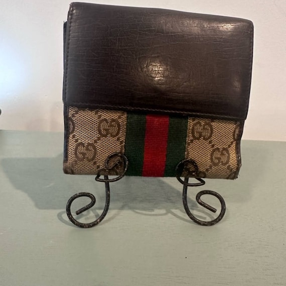 Unused Authentic Gucci Vintage Circle Coin Case Purse Brown Deadstock