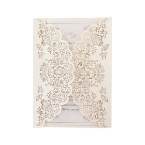 Creme Metallic Laser Cut Cover NUR Jacke, DIY Einladung, Elegante Laser Cut Cover für 5x7 Karte