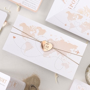 Folder Passport Wedding Invitation – Pocket Invite with Rose Gold Mirror Tag & Boarding Pass for Destination Wedding
