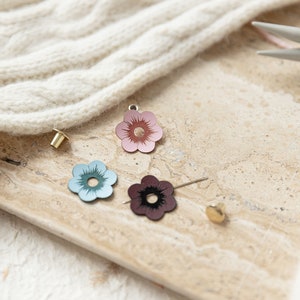 Flower Tags with Rivets Colorful Vegan Leather Rivet Tag Faux Leather Flower Tag with Rivet No Sew image 9