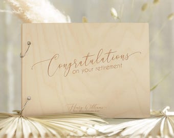 Personalized Wooden Retirement Guest Book – Engraved Farewell Memory Album