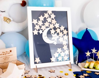 Moon And Stars Baby Shower Guest Book Alternative, Birthday Guest Bookfor Toddler, 1st Birthday Guest Book, Babies Memory Book