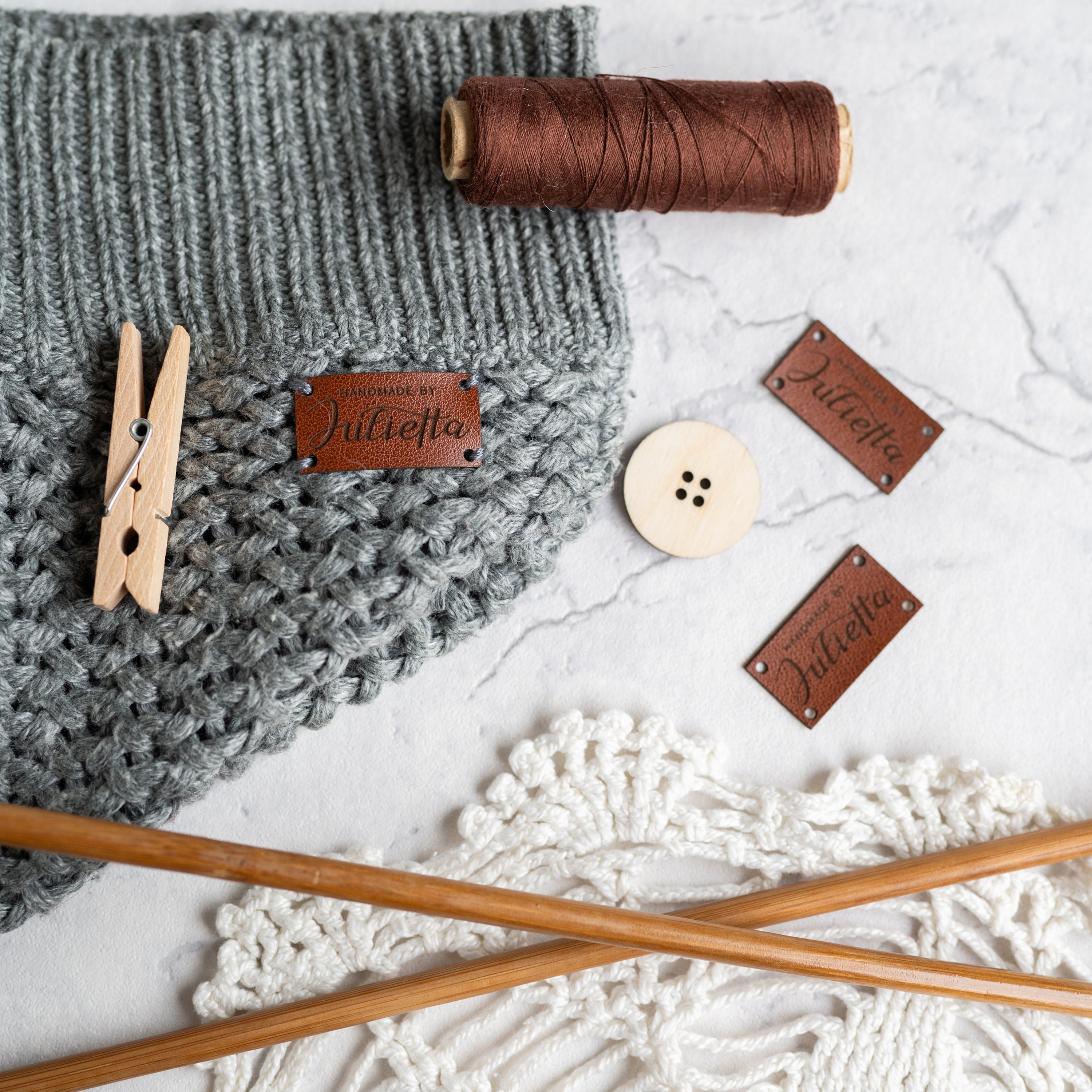 Personalized labels with your hashtag/text/logo pack of faux leather