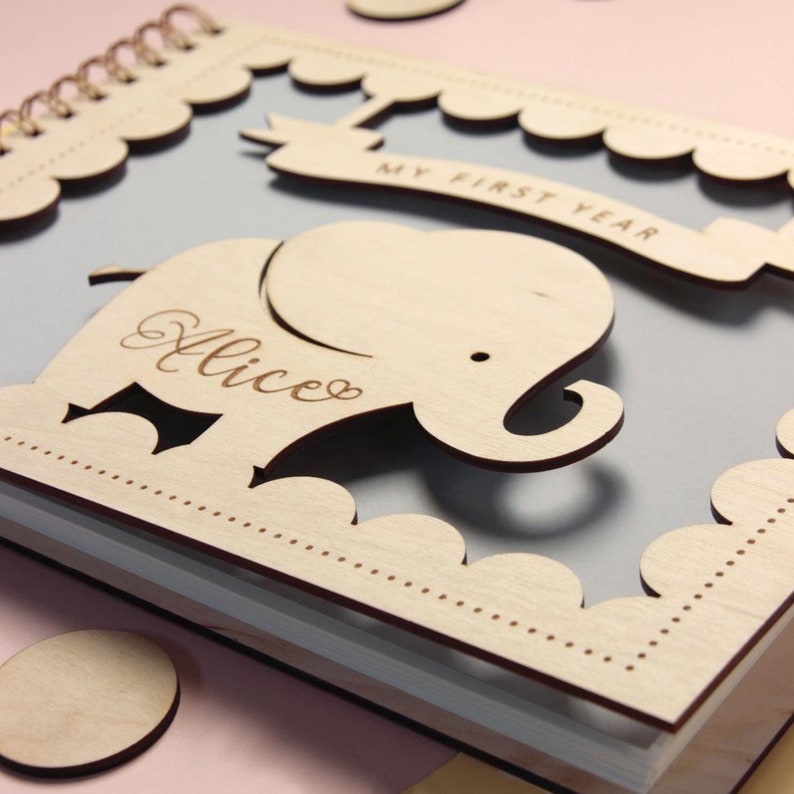 Personalized Wooden Baby Guest Book Memory Book Photo Album Etsy