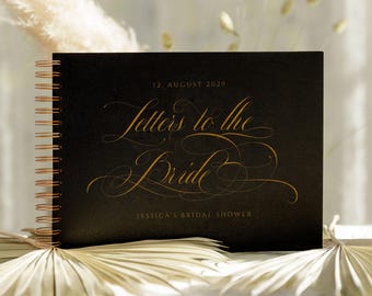 Libro de Cartas para la Novia: Libro de firmas personalizado de madera para la despedida de soltera con portada grabada.