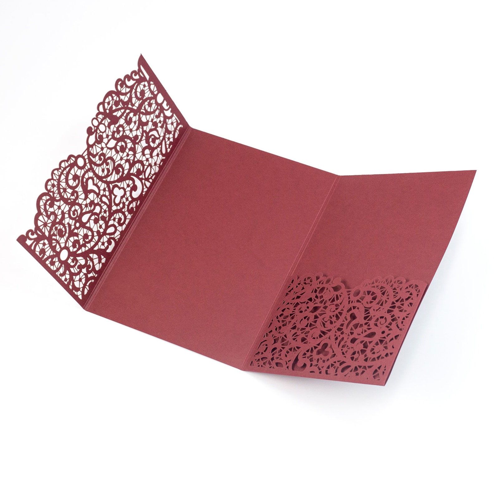 Laser Cut Invitation Covers Burgundy Colour Pocket Fold Etsy