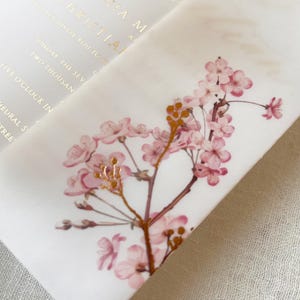 Cherry Blossom Vellum Jacket, 5x7 Sakura Flowers Invitation with Rose Gold Foil, Floral Vellum Wrap, Parchment Sleeve image 8